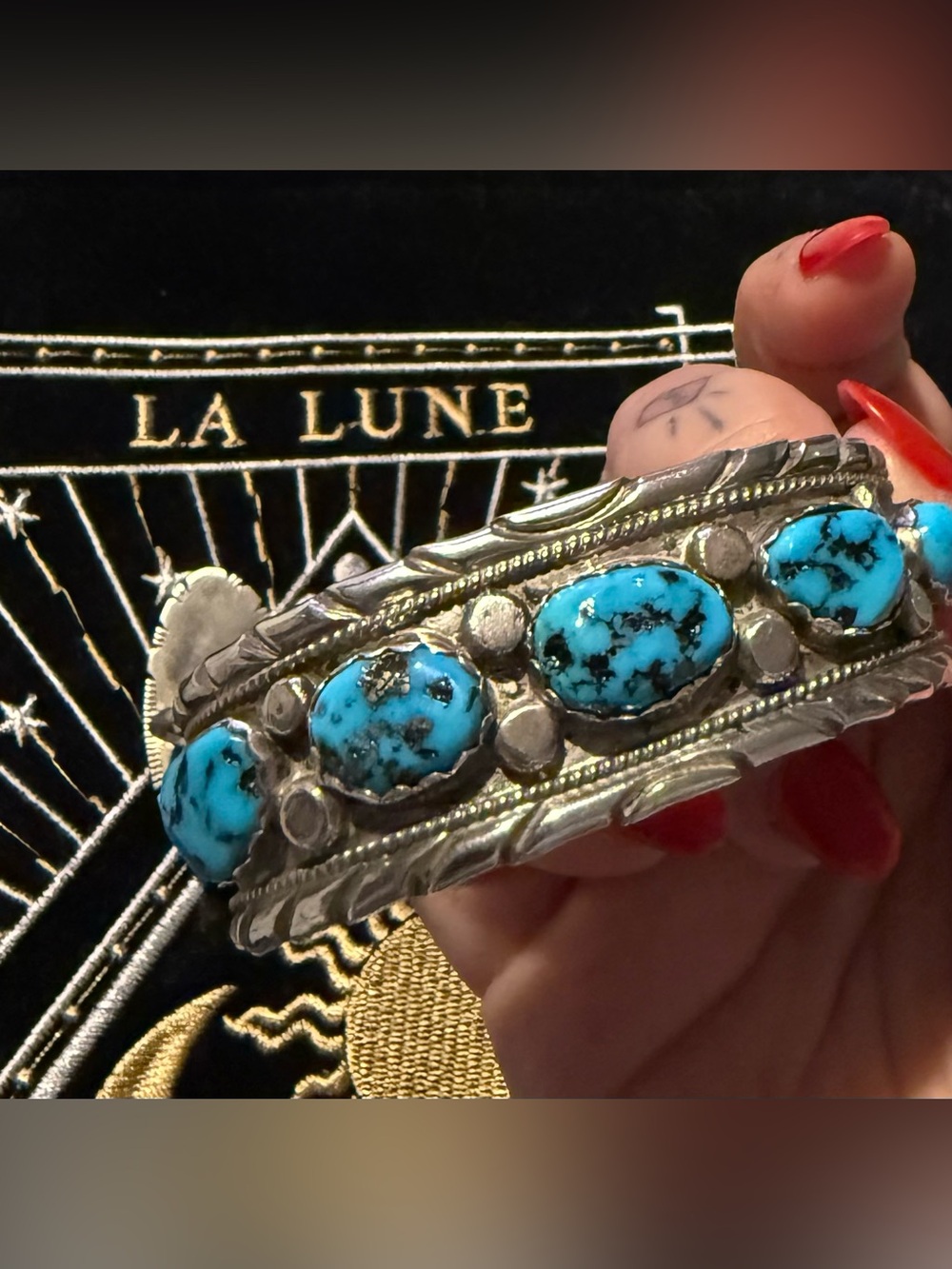 Native made silver and turquoise cuff